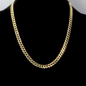 Sterling Silver Gold Plated Miami Cuban Chain Diamond-cut 32.7Gms 7.5mm 22”